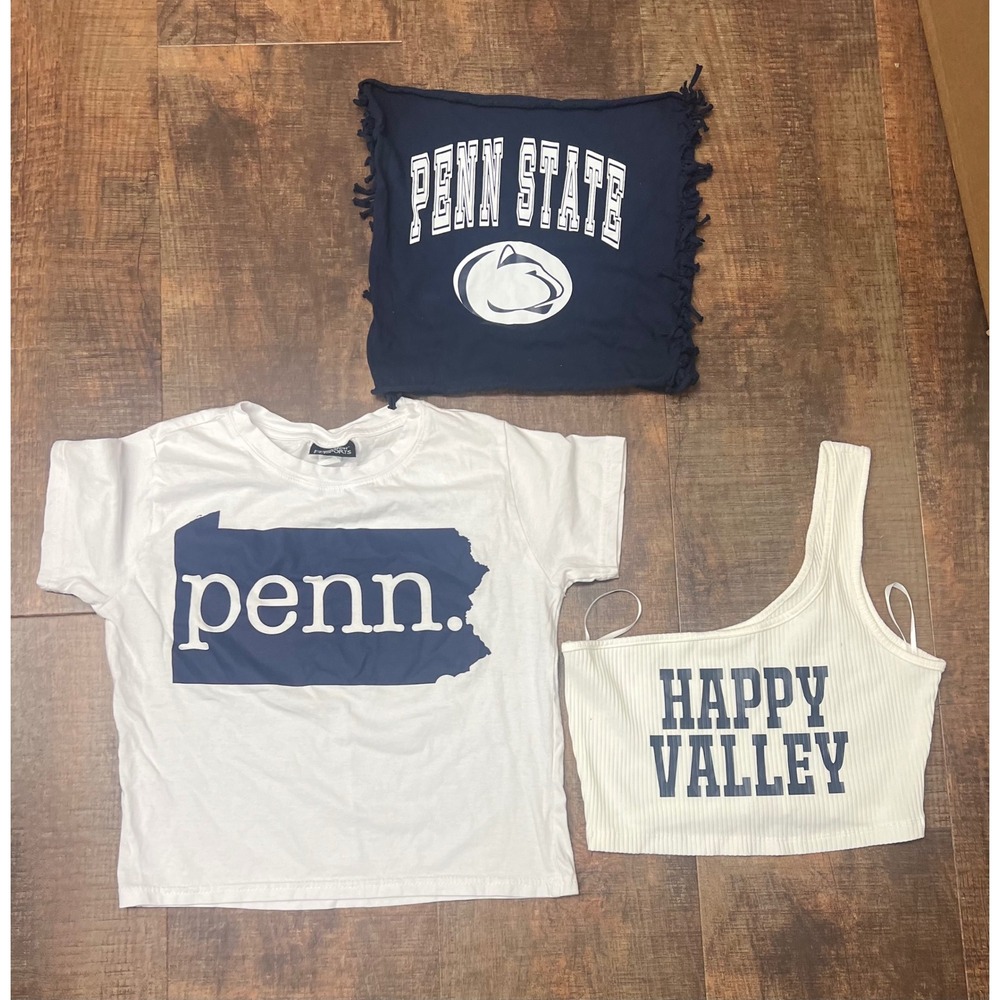 Penn State Nittany Lions, Football, Party, Crop Top, Graphic Tee, White, Womens